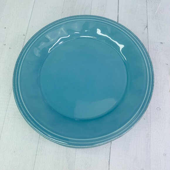 Rachael Ray CUCINA AGAVE BLUE Embossed Edge Rim Stoneware Dinner Plates Set of 4 - Picture 2 of 12